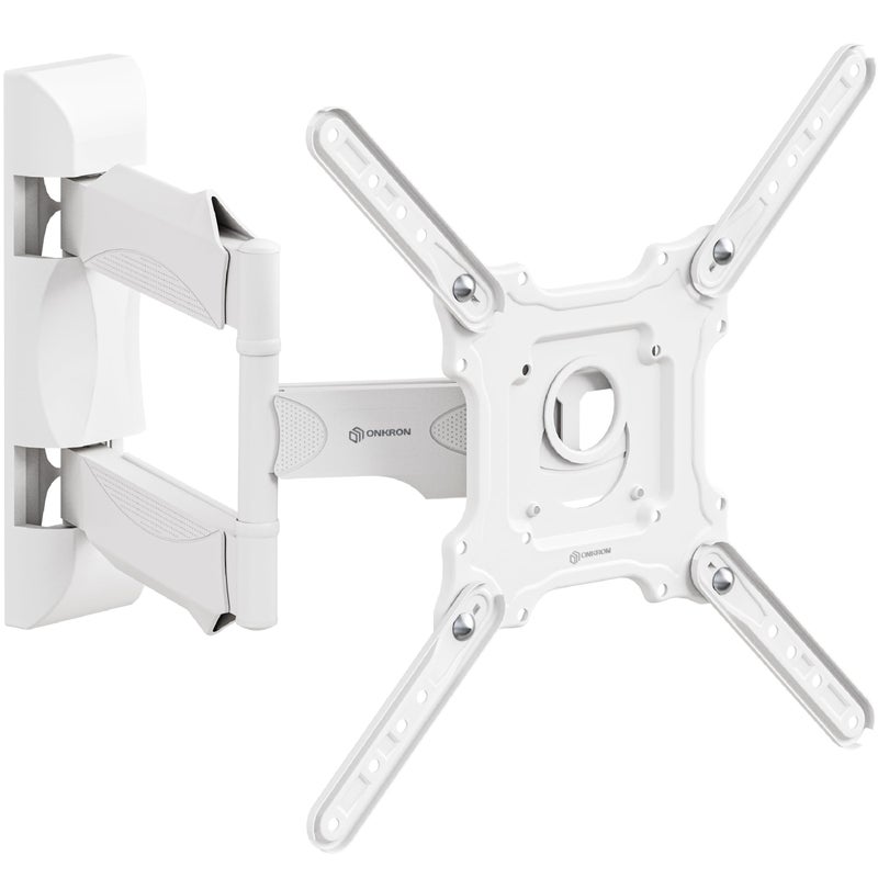 ONKRON Full Motion TV Wall Bracket for 32-65 Inch Screen, Television Wall Mount Weight up to 35 kg, Universal TV Bracket VESA 100x100 - VESA 400x400, Tilt and Swivel Television Mount White M4-W - Image 1